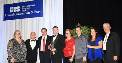 NJAHHP President David Weesner accepts the award for IHS Chapter of the Year. Pictured: IHS Executive Director Kathleen Mennillo; IHS President Alan Lowell; NJAHHP Vice President Charles Herb; NJAHHP President David Weesner; NJAHHP Past President Patricia Connelly; NJAHHP Trustees Dan Berke and Catherine Berke; IHS President-elect Tom Higgins.